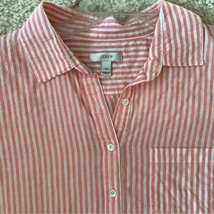 J.Crew Coral Striped Button-Down Shirt sz 10, Long sleeves, Front pocket, Excell